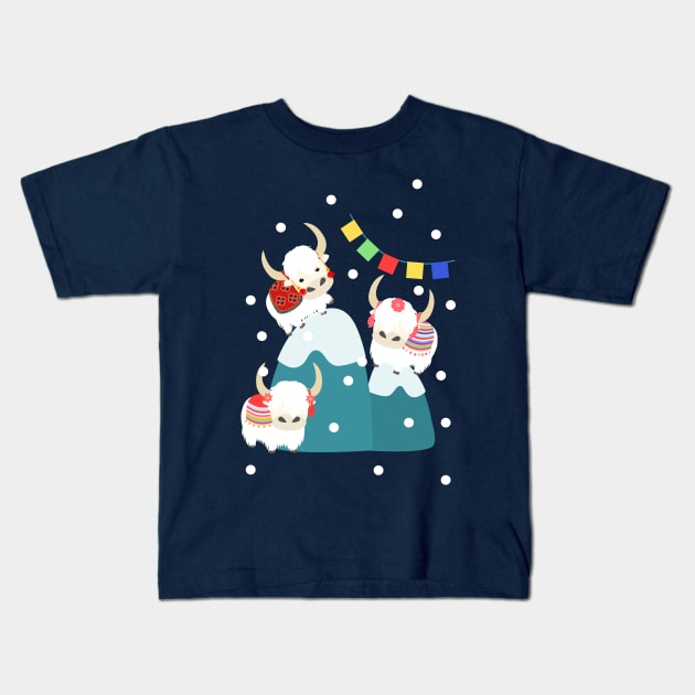 Tibetan Yak Kids T-Shirt by LulululuPainting